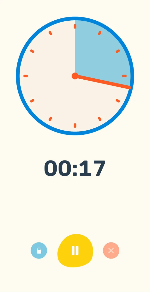 Timer counting down, with the coloured section shrinking